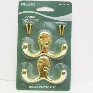 BRAINERD Set of 2 DOUBLE ROBE HOOK Brass Plated LIBERTY HARDWARE New